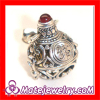 Garnet Gemstone Brass Chime Ball Sterling Silver Harmony Ball Pendant