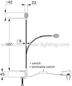1W High Power LED Reading Lamp with Aluminium Material