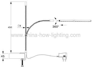 Aluminium LED Reading Lamp with Constant Voltage Driver DC12V and 5mm Straw LED