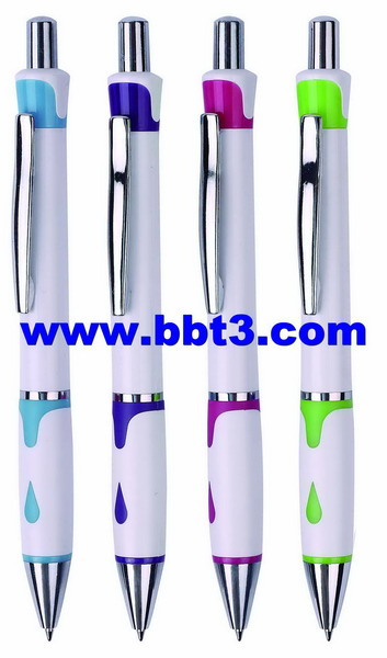 Promotional plastic ballpen with metal clip