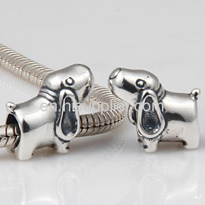 Wholesale 925 Silver Animal Beads european Dog Charm Fit Bracelets