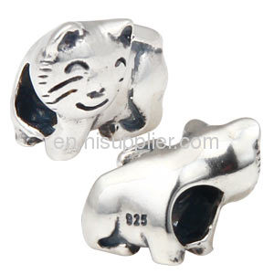 Wholeslae 2013 Newest Designer Sterling Silver european Cat Charm Beads