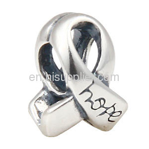 Wholesale Sterling Silver european Cancer Awareness Ribbon Charms Bead