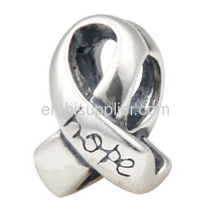 Wholesale Sterling Silver european Cancer Awareness Ribbon Charms Bead