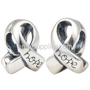 Wholesale Sterling Silver european Cancer Awareness Ribbon Charms Bead