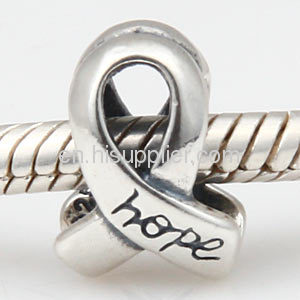 Wholesale Sterling Silver european Cancer Awareness Ribbon Charms Bead