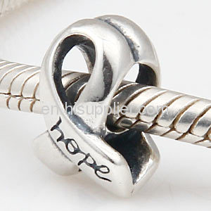 Wholesale Sterling Silver european Cancer Awareness Ribbon Charms Bead