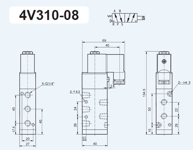 4V300 Series Solenoid Valve Pneumatic Control Valve in china 12V,24V, 110V,220V