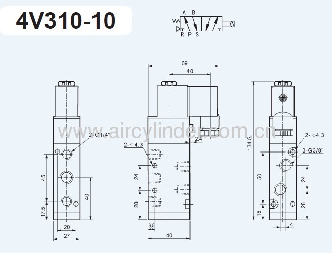 4V300 Series Solenoid Valve Pneumatic Control Valve in china 12V,24V, 110V,220V