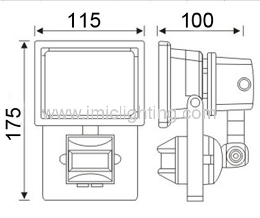  Die-casting Aluminum 10W COB Sensor LED Floodlight