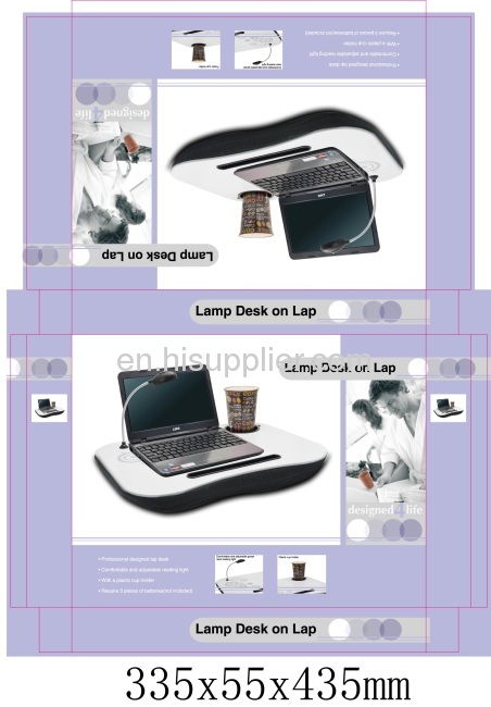 Portable Laptop Lap Cushion Tray Craft Desk Light 