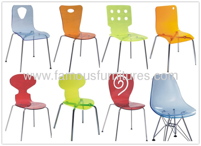Durable Crystal Plastic Baby side Chair living room furniture dining seating for kids chairs