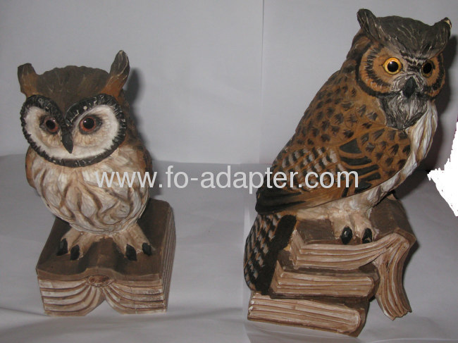 Lively Owl carved Wooden Decoration