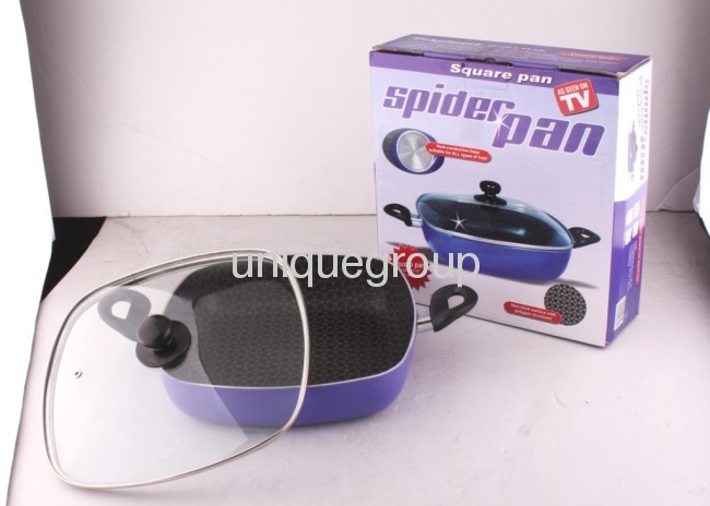 TV ProductSpider Pan Square Non-stick Fry Pan with Lid