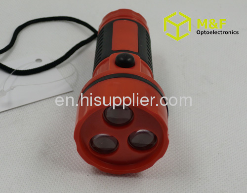 3leds aaa battery operated plastic led flashlight