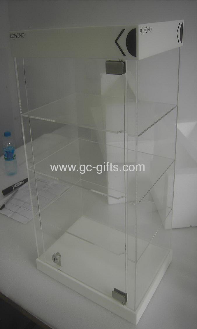 Rotary lockable acrylic showcases with LED lights