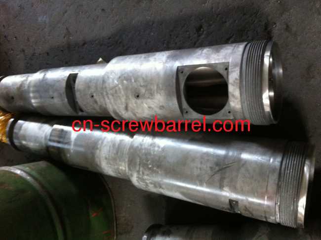 Cincinati CM45 concial twin screw barrel for PVC Pipe plastic extruder machine 