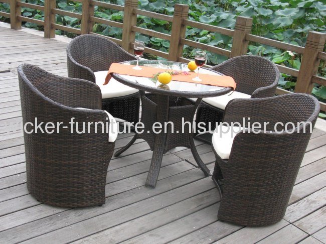 Patio wicker KD dining table with chairs