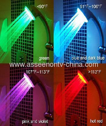 Water Powered flashing LED light shower ,LED bathroom shower head ,Temperature Sensitive colors changed