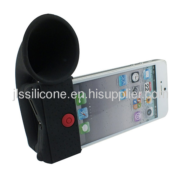 Black Cute Portable Silicone Horn Stand Amplifier Speaker For iPhone 4S 