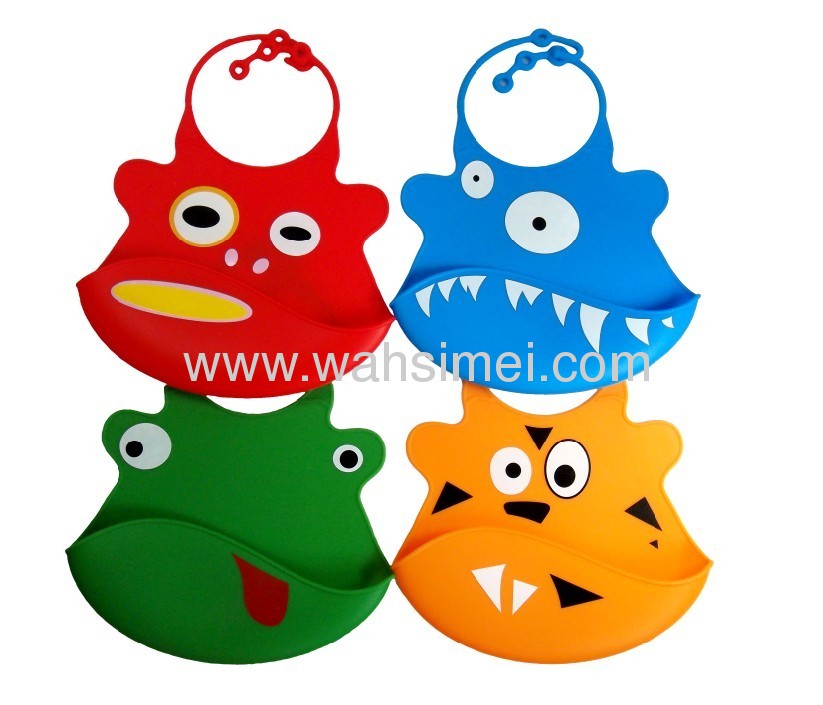 Easy wipe silicone food catcher bibs with free spoons