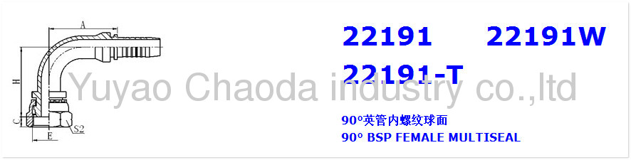 90°BSP FEMALE MULTISEAL SWAGED HOSE FITTING