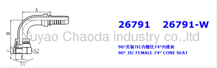 90° JIC FEMALE 74° CONE SEAT SAE J514