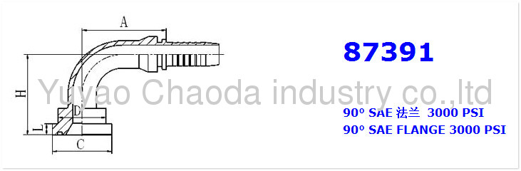 90°SAE FLANGE 3000 PSI ISO 12151-3-SAE J516 SWAGED HOSE FITTING