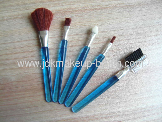 The cheapest Promotional 5pcs makeup brush setwith Blue handle