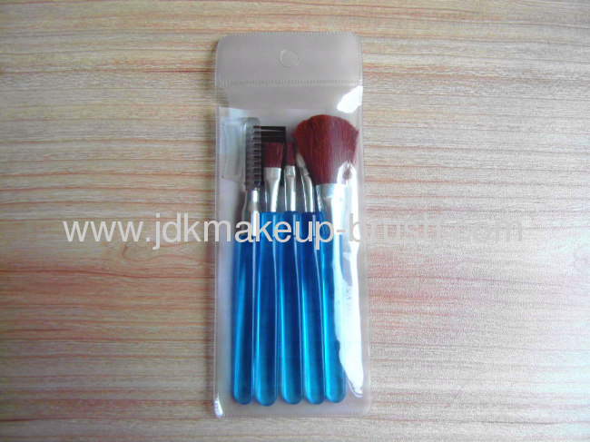 The cheapest Promotional 5pcs makeup brush setwith Blue handle