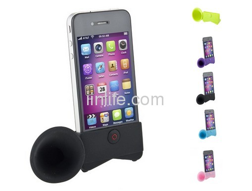 Cute Portable Silicone Horn Stand Amplifier Speaker For iPhone 4 4S 4G NEW