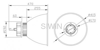 45° LED high bay light fixture Bridgelux Chips Mean well driver