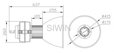 45° LED high bay light fixture Bridgelux Chips Mean well driver