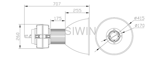 45° LED high bay light fixture Bridgelux Chips Mean well driver