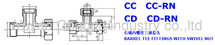 RUN TEE FITTINGS WITH SWIVEL NUT