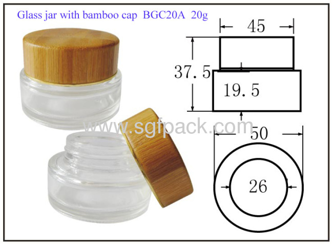 Bamboo cap for glass jar cream jar bamboo container cosmetic package 20g jar 50g jar cap