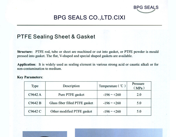 [BPG SEALS] reinforced PTFE flange gasket pure teflon gasket ptfe sealing sheet