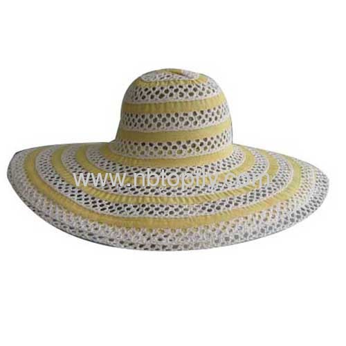 fashion ladies paper and ribbon mixed summer causal hat sombrero