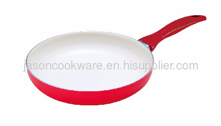 Red ceramic fry pan