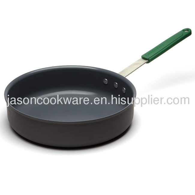 Enameled press iron deep frying pan