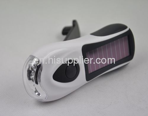 3LED solar power rechargeable led flashlight