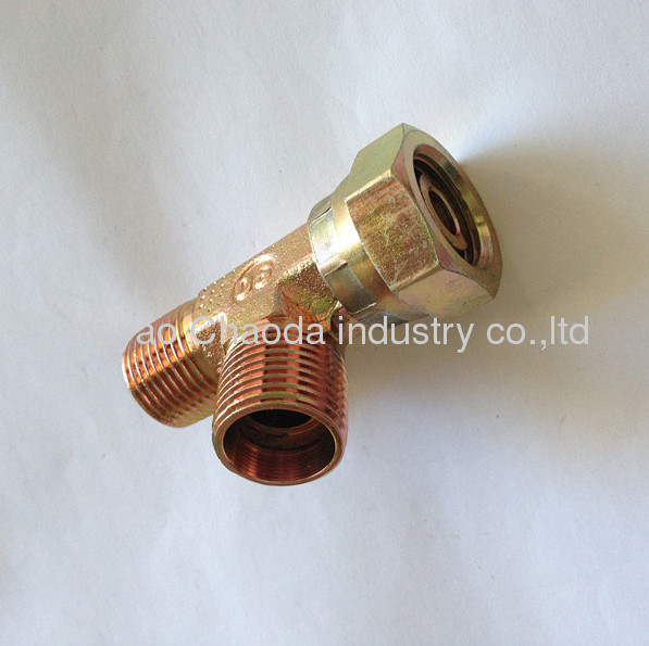 BSP THREAD ADJUSTABLE STUD END WITH O-RING SEALING RUN TEE