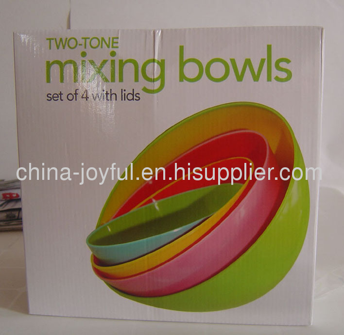 Two Tone Mixing Bowl Set of 4 with Lids