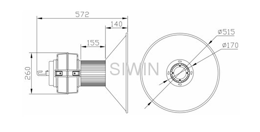 120° LED high bay light Bridgelux Chips Mean well driver