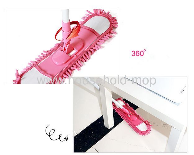 Telescopic home Microfiber Chenille pink mop