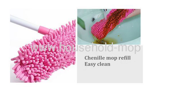 Telescopic home Microfiber Chenille pink mop