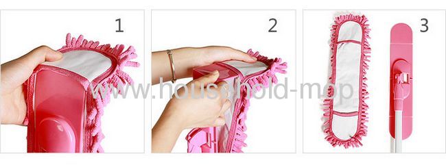 Telescopic home Microfiber Chenille pink mop