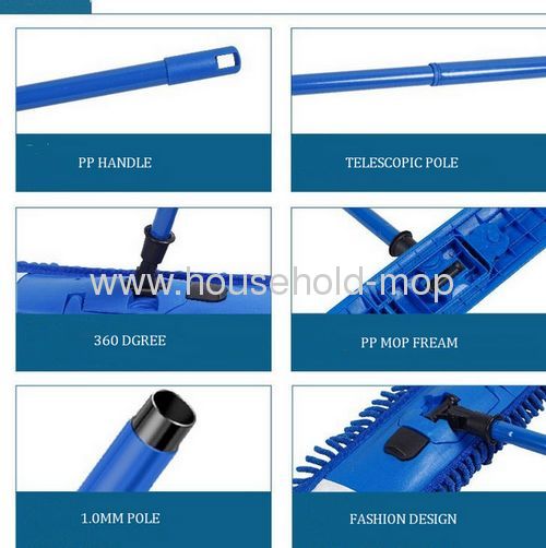 Blue chenille mop with pp handle steel pole