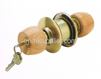 High Quality Beech Wood Polished Brass Finish Tubular Passage Round Knob Door Locks For Doors