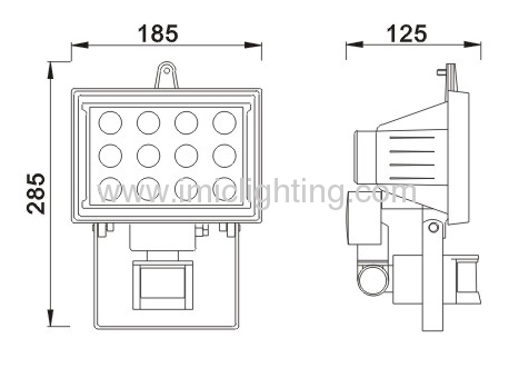 High power 12W Aluminium LED Light with Sensor 